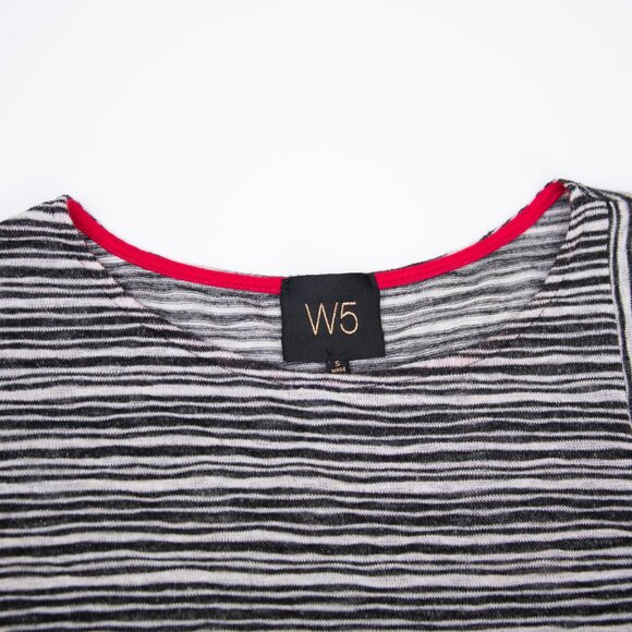 W5 Anthropologie Top Womens S Stripped Knit Pullover Black & White w Front Tie - Picture 4 of 7